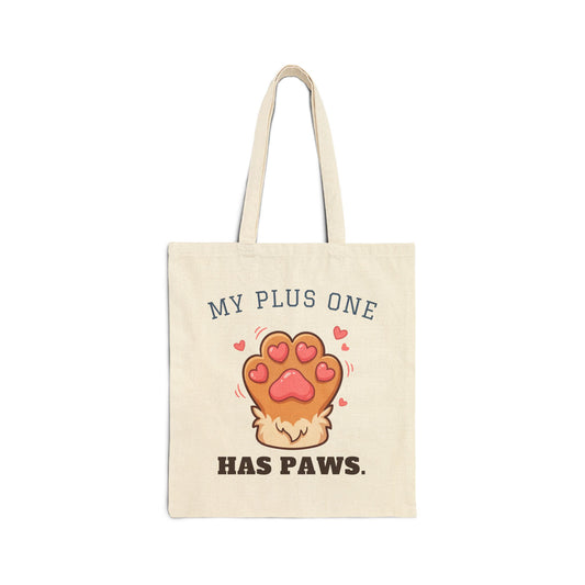 My Plus One Has Paws Tote Bag | Cute Paw Print Dog Mom