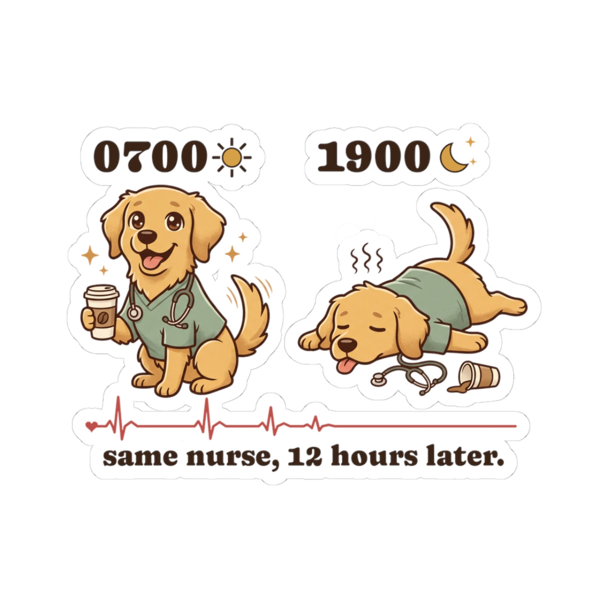 0700 1900 Nurse Stickers | Same Nurse, 12 Hours Later