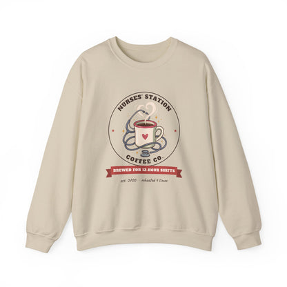 Nurses' Station Coffee Co. Crewneck Sweatshirt | Brewed for 12-Hour Shifts