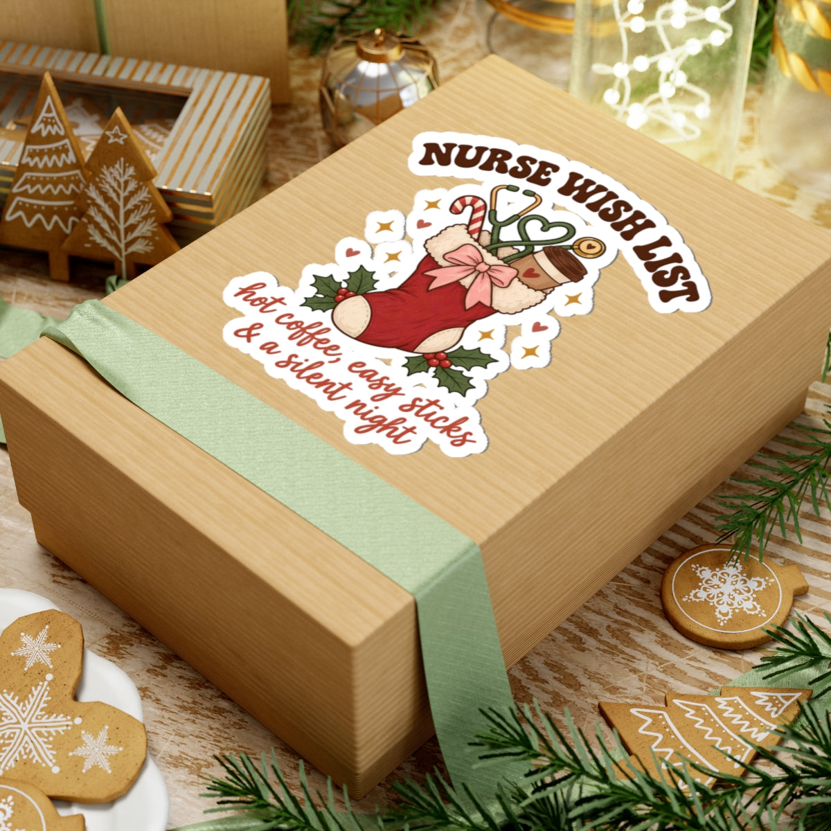 Nurse Wish List Christmas Stickers | Hot Coffee, Easy Sticks & a Silent Night