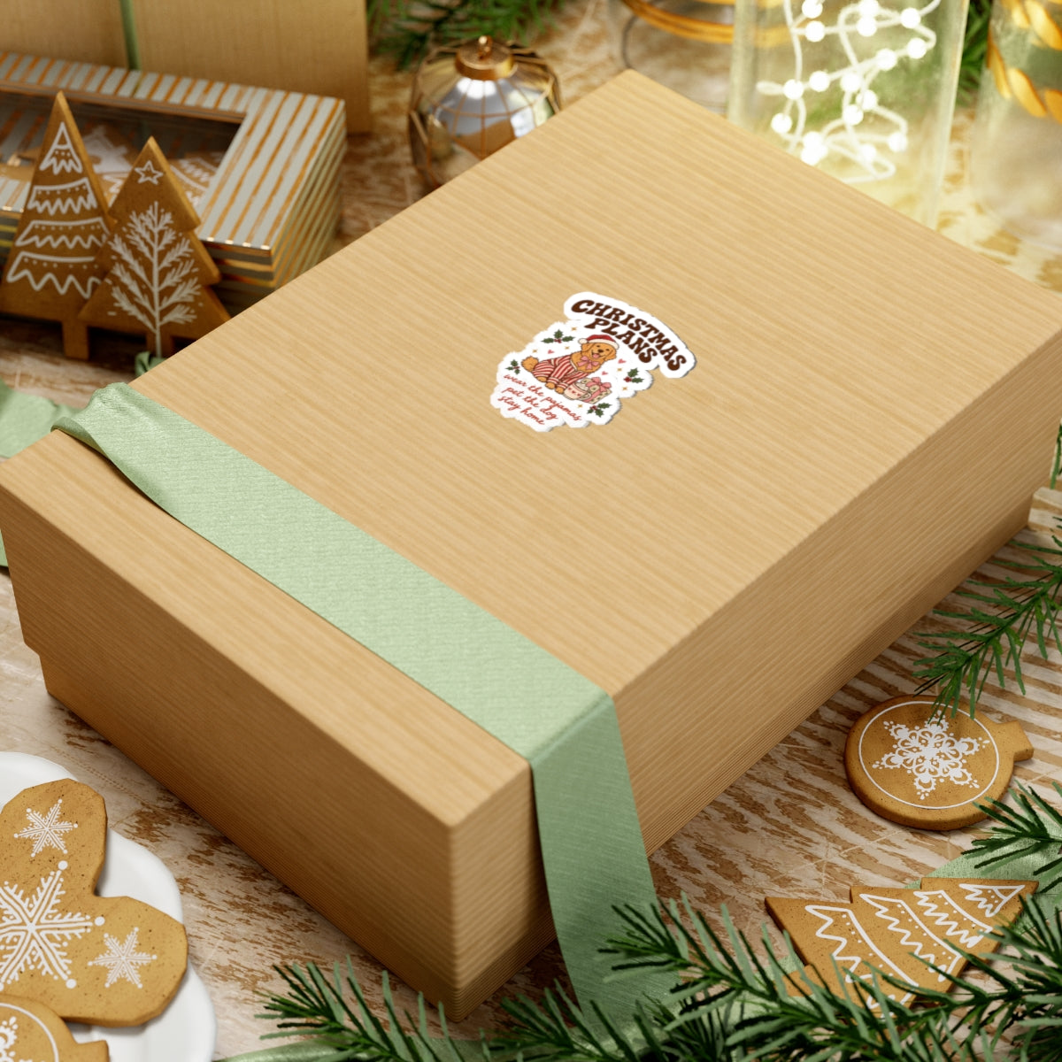 Christmas Plans Dog Stickers | Wear the Pajamas, Pet the Dog, Stay Home