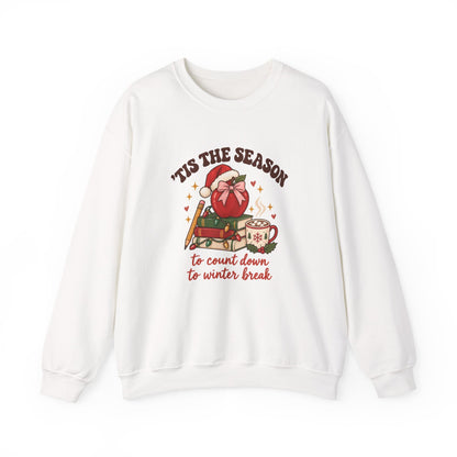 Tis the Season Teacher Crewneck Sweatshirt | Counting Down to Winter Break Christmas