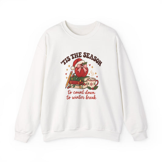 Tis the Season Teacher Crewneck Sweatshirt | Counting Down to Winter Break Christmas