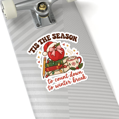 Tis the Season Teacher Stickers | Counting Down to Winter Break Christmas