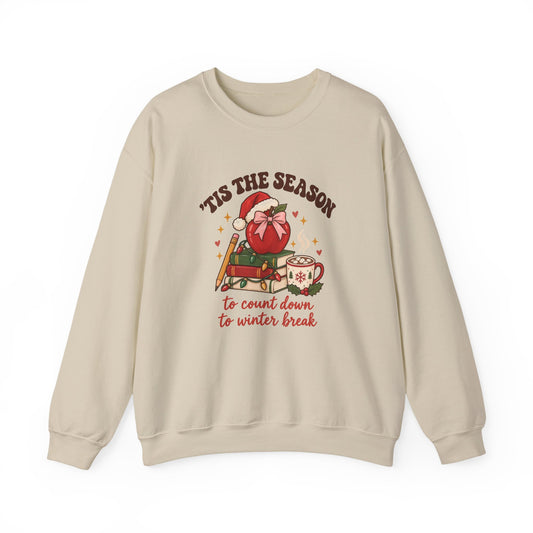 Tis the Season Teacher Crewneck Sweatshirt | Counting Down to Winter Break Christmas