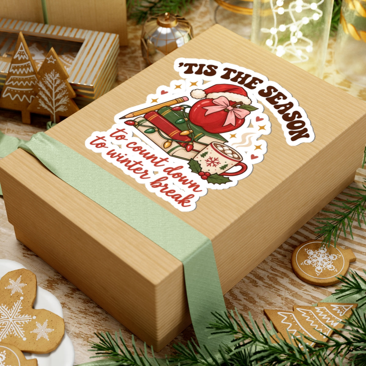 Tis the Season Teacher Stickers | Counting Down to Winter Break Christmas